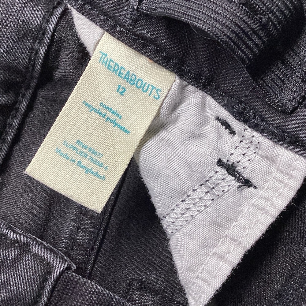 Thereabouts Girls Mid-Rise Super Flare Faded Black Jeans Size 12 Distressed - Picture 6 of 9